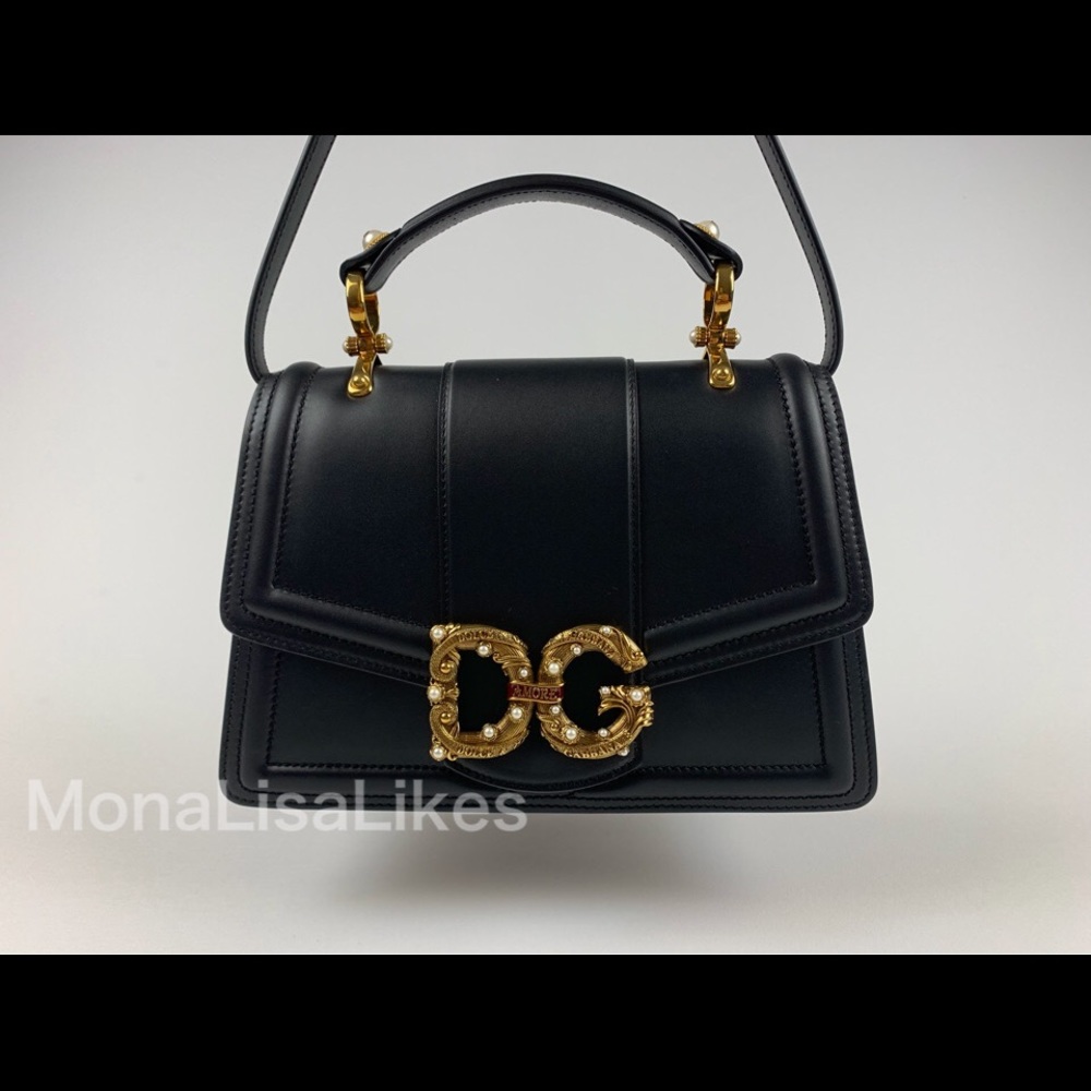 SOLD  DOLCE & GABBANA Amore Leather Bag w DG Logo